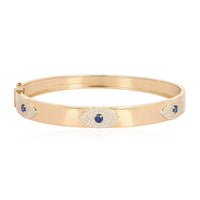 Evil Eye Sapphire Bangle Bracelet in 14K Yellow Gold