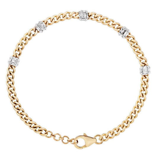Elegance Diamond Link Bracelet in 14K Yellow Gold