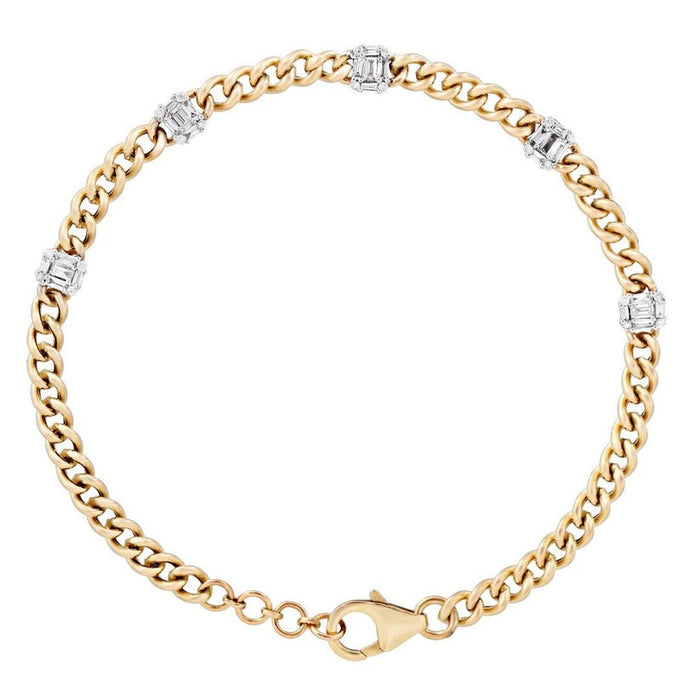 Elegance Diamond Link Bracelet in 14K Yellow Gold