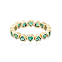Heart Cut Emerald Eternity Ring in 14K Yellow Gold