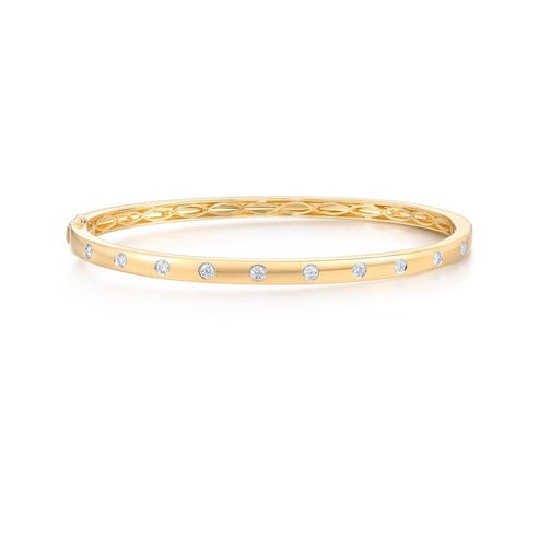 Ten Diamonds Bangle Bracelet in 14K Yellow Gold