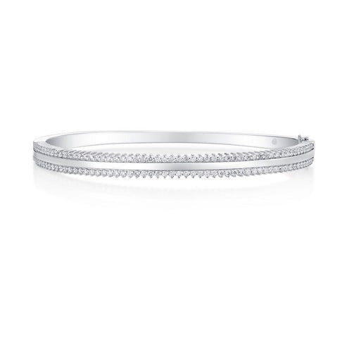 Diamond Arc Bangle Bracelet in 14K White Gold