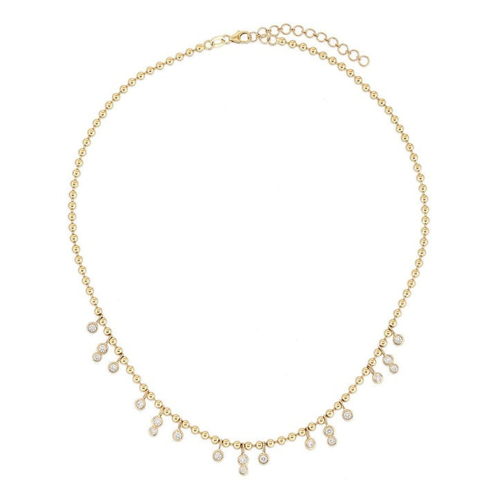 Ball Chain Diamond Serenity Station Necklace in 14K Yellow Gold