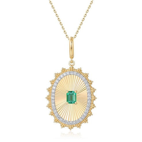 Emerald Glide Diamond Pendant Necklace in 14K Yellow Gold