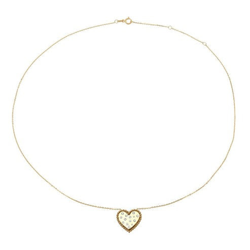 Green Diamond Heart Necklace in 14K Yellow Gold