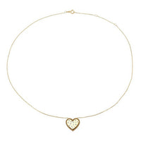 Green Diamond Heart Necklace in 14K Yellow Gold