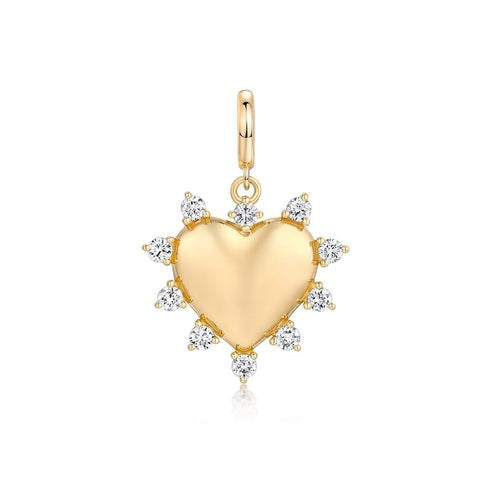 Heart Cut Diamond Pendant Necklace in 14K Yellow Gold