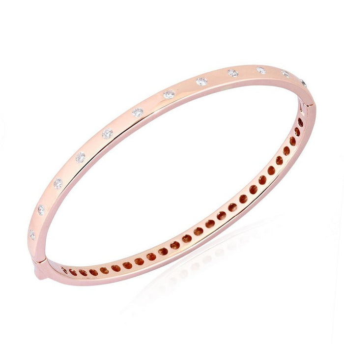 Retro Diamond Kiss Bangle Bracelet in 14K Yellow Gold