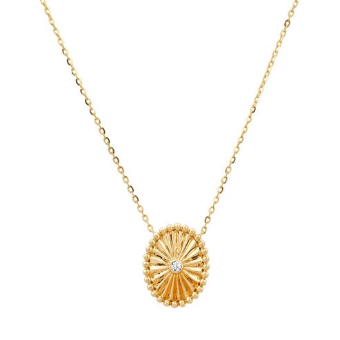 Sunburst Diamond Pendant Necklace in 14K Yellow Gold