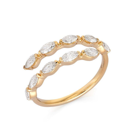Shank Marquise Wrap Diamond Ring in 14K Yellow Gold