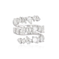 Wrap Elegance Mixed Cut Diamond Spiral Ring in 14K White Gold