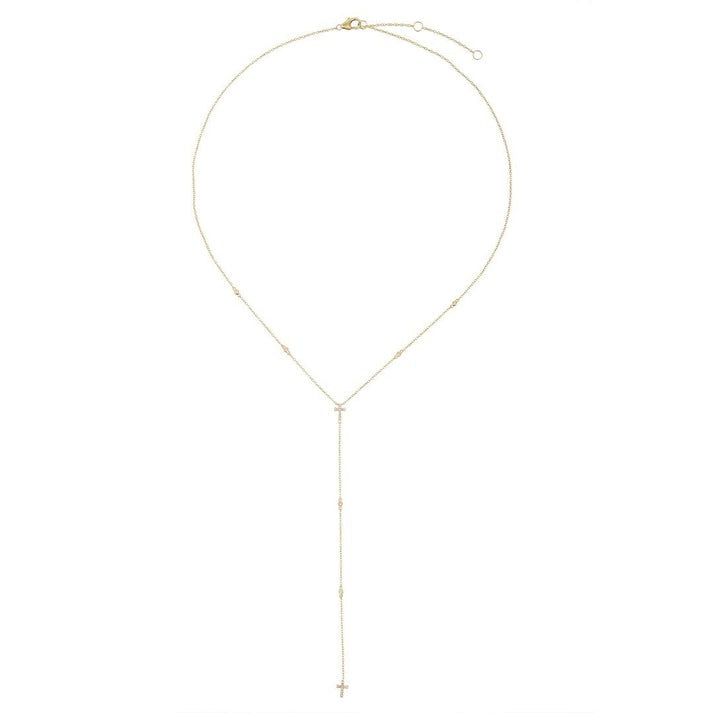 Diamond Cross Elegance Necklace in 14K Yellow Gold