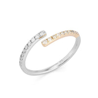 Two Tone White Diamond 14K White Yellow Gold Open Ring