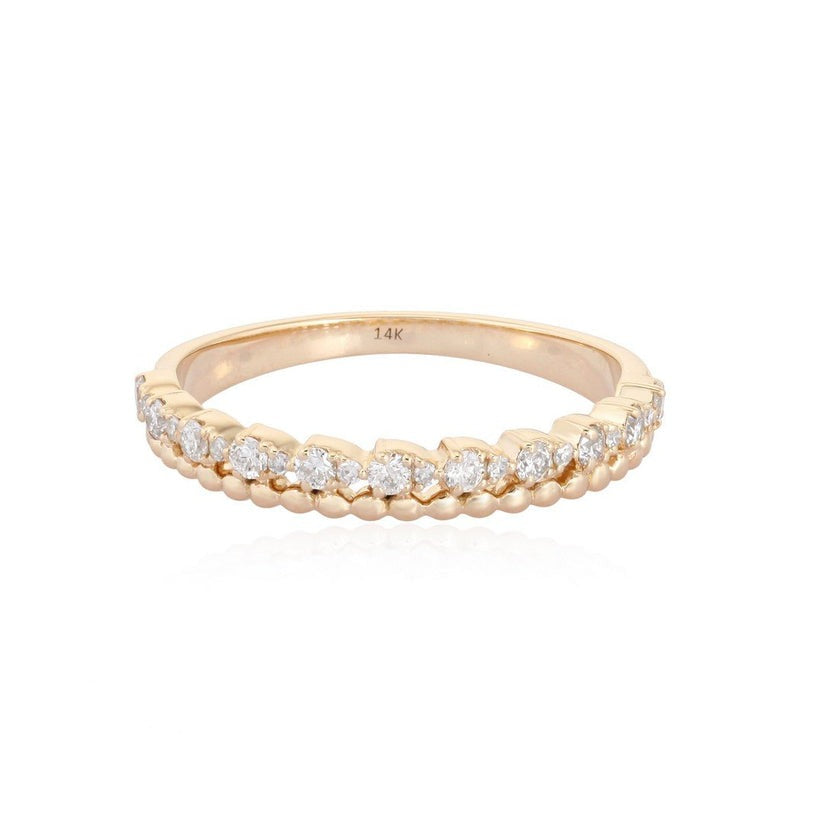 Beaded Diamond Eternity Band Ring in 14K Yellow Gold