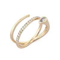 Modern Wrap Pave Pear Cut Diamond Ring in 14K Yellow Gold
