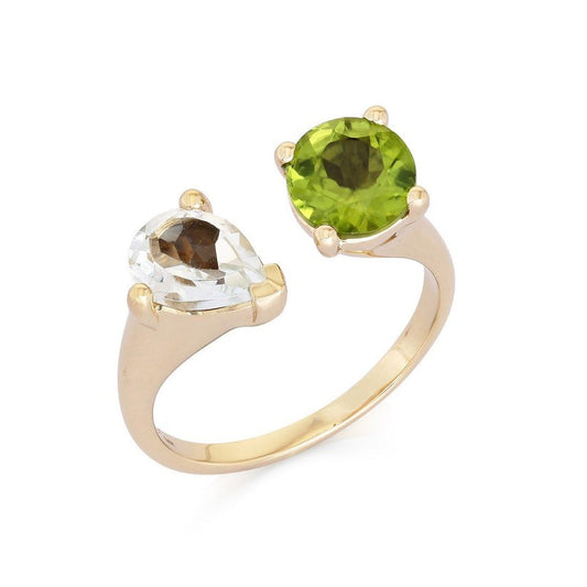 Diamond Topaz Radiance Open Wrap Ring in 14K Yellow Gold