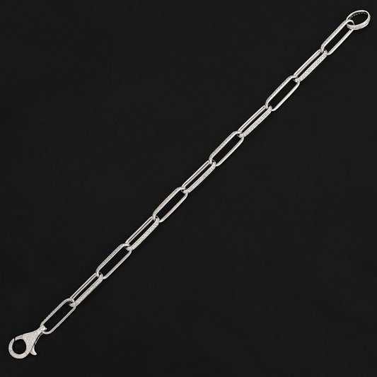 Elongated Pave Link Bracelet in 14K White Gold