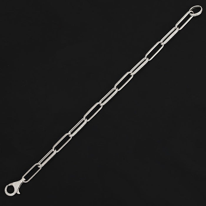 Elongated Pave Link Bracelet in 14K White Gold