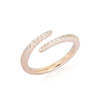Pave Diamonds Radiant Open Wrap Ring in 14K Yellow Gold