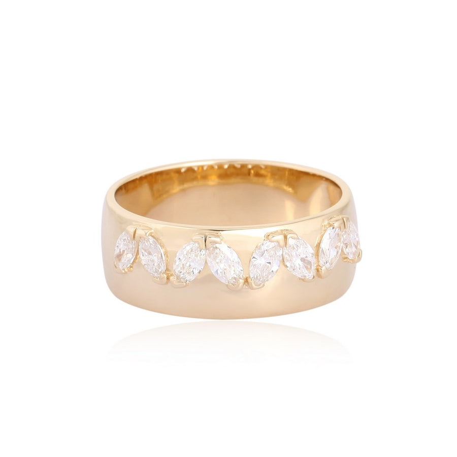 Sleek Marquise Diamond Ring in 14K Yellow Gold