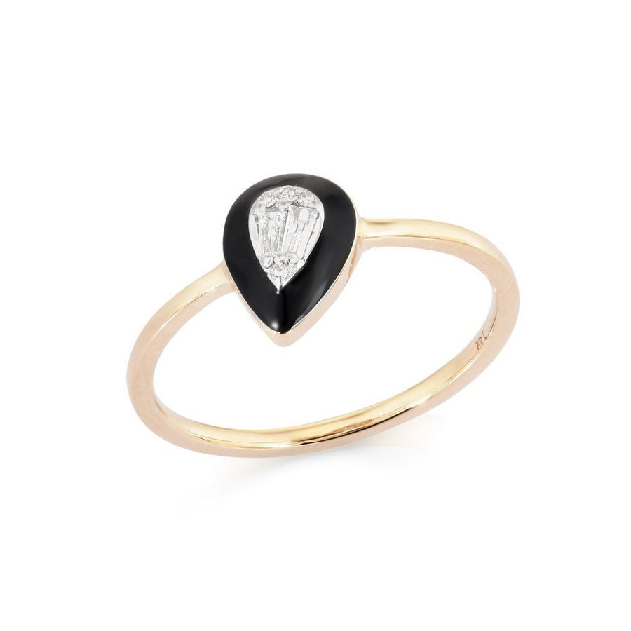 Eternal Black Enamel Shine Ring in 14K Yellow Gold