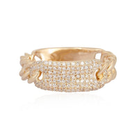Pave Diamond Chain Link Statement Ring in 14K Yellow Gold