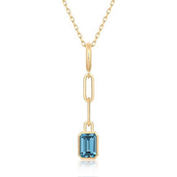 Orbit Blue Topaz Pendant Necklace in 14K Yellow Gold
