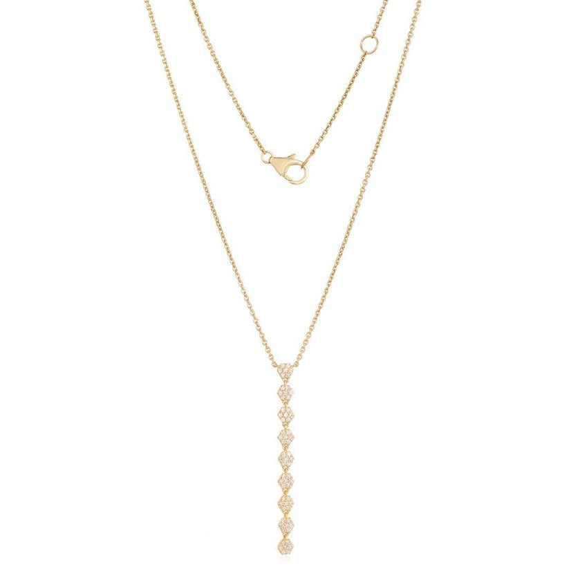 Grip Elegance Diamond Lariat Necklace in 14K Yellow Gold
