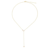 Lustre Moon Diamond Lariat Necklace in 14K Yellow Gold