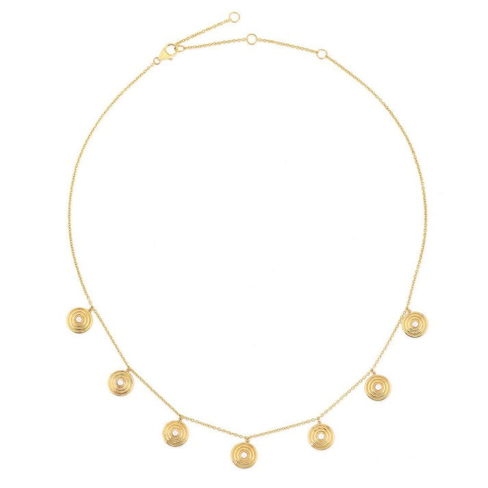Pearl Radiance Diamond Station Necklace in 14K Yellow Gold