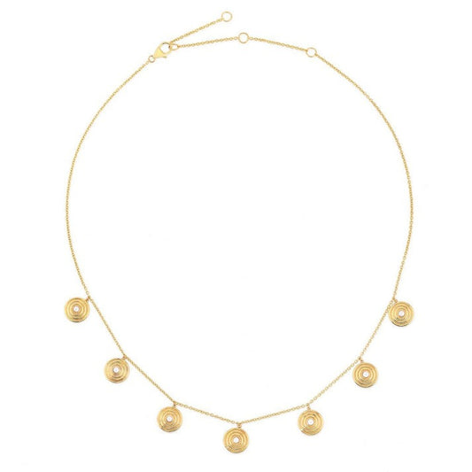 Pearl Radiance Diamond Station Necklace in 14K Yellow Gold