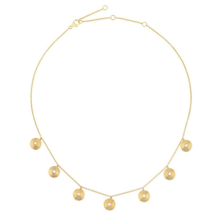 Pearl Radiance Diamond Station Necklace in 14K Yellow Gold