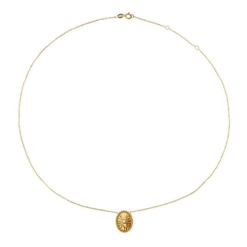 Sunburst Diamond Pendant Necklace in 14K Yellow Gold