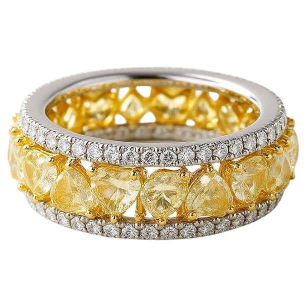 Canary 14K Yellow Gold Diamond Double Row Eternity Band Ring