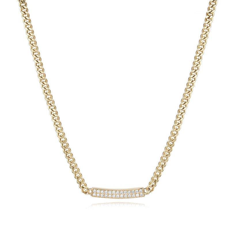 Bar Pave Round Diamond Bracelet in 14K Yellow Gold