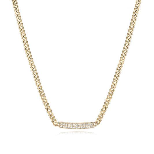 Bar Pave Round Diamond Bracelet in 14K Yellow Gold