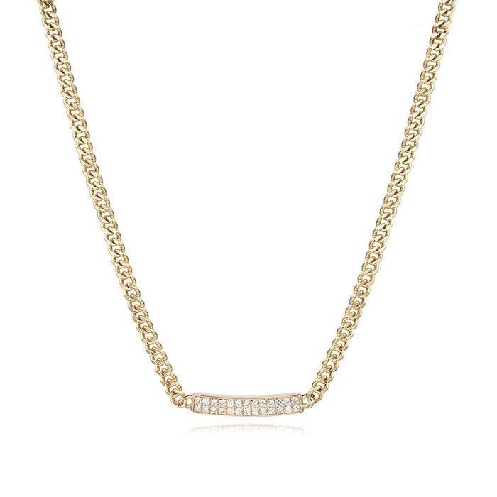 Bar Pave Round Diamond Bracelet in 14K Yellow Gold