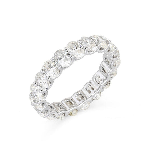 Oval Cut White Diamond Eternity Ring in 18K White Gold
