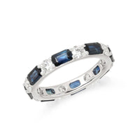 Radiance Veil Diamond Eternity Sapphire Ring in 14K Yellow Gold