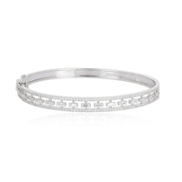 Diamond Link Pattern Bangle Bracelet in 14K White Gold