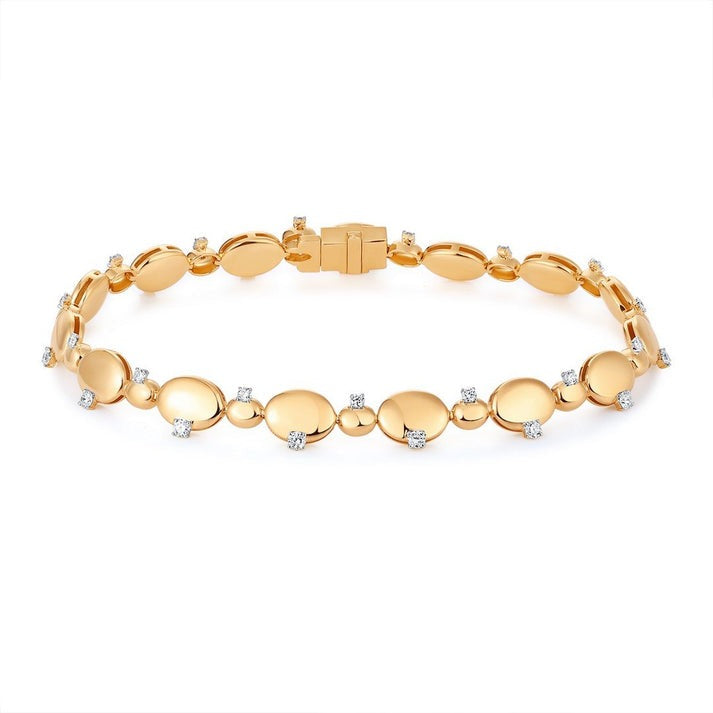 Oval Link Diamond Bracelet in 14K Yellow Gold