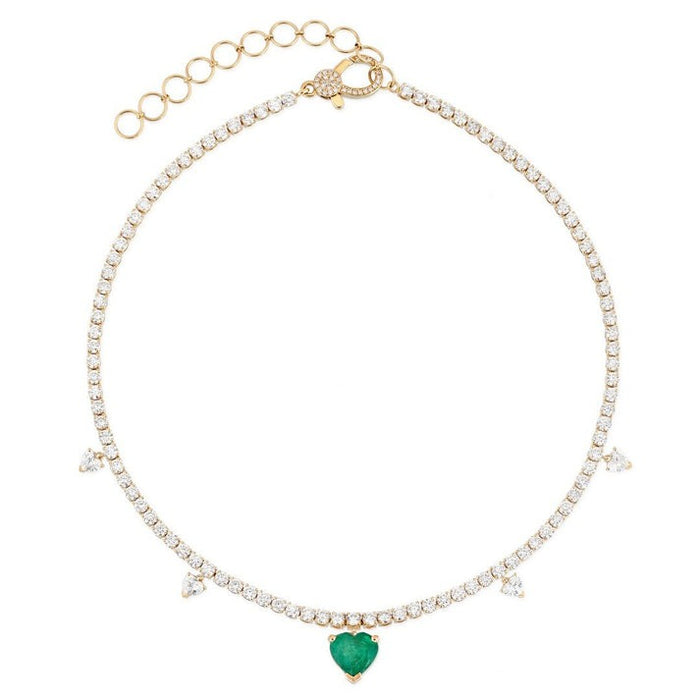 Heart Shape Station Necklace in 14K Yellow Gold