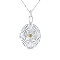 Radiant Oval Locket Green Opal Pendant Necklace in 14K Yellow Gold