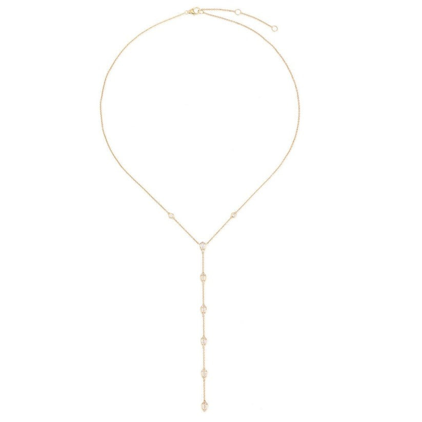 Diamond Baguette Lariat Necklace in 14K Yellow Gold