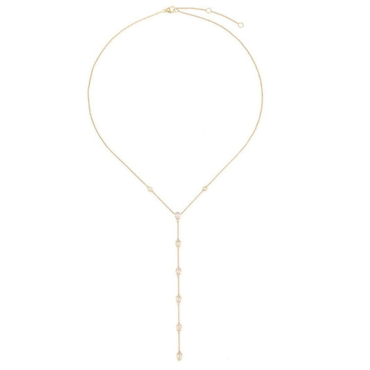 Diamond Baguette Lariat Necklace in 14K Yellow Gold