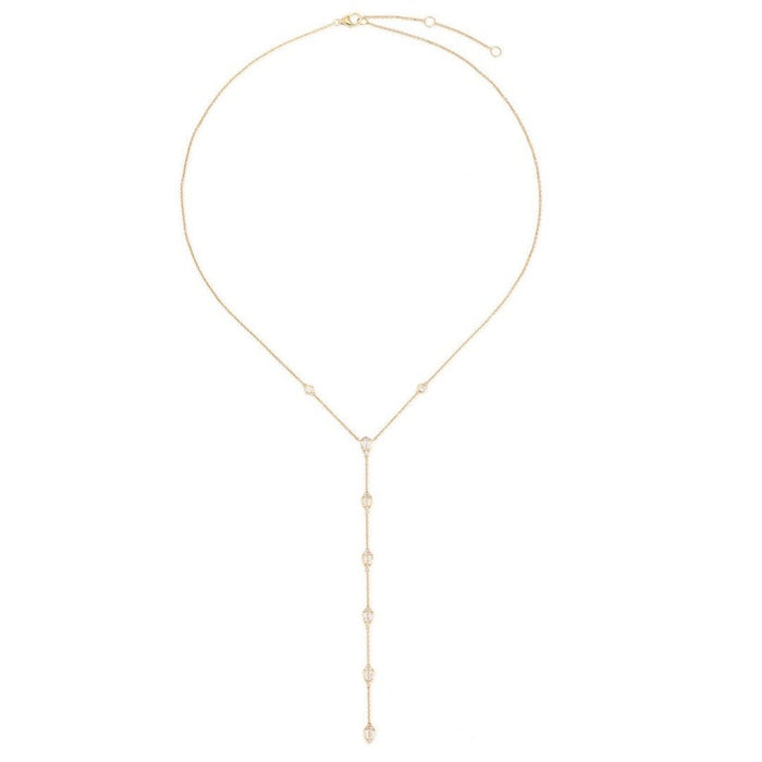 Diamond Baguette Lariat Necklace in 14K Yellow Gold