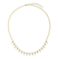 Emerald Diamond Drop Necklace in 14K Yellow Gold