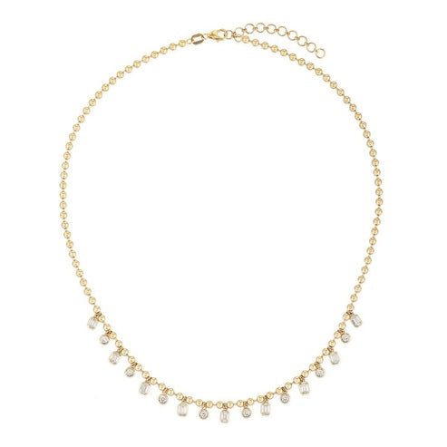 Emerald Diamond Drop Necklace in 14K Yellow Gold