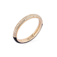 Elegant Band Pave Black Enamel Ring in 14K Yellow Gold