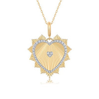 Heart Shape Diamond Pendant Necklace in 14K Yellow Gold